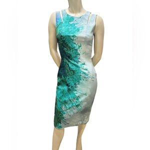 Karen Millen Teal and Silver Midi Dress